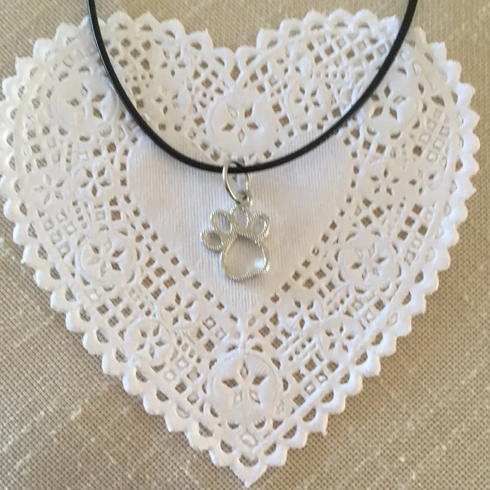 HAND CRAFTED Paw Necklace Dainty Silver Toned